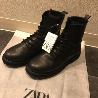 ザラ(ZARA)のザラ　レザー　アンクルブーツ(ブーツ)