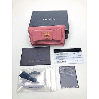 プラダ(PRADA)のD330 極美品★ PRADA プラダ 6連キーケース ピンクxゴールド リボン(キーケース)