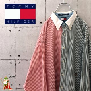 トミーヒルフィガー(TOMMY HILFIGER)の【激レア】90s トミーヒルフィガー ストライプ バイカラー BDシャツ(シャツ)