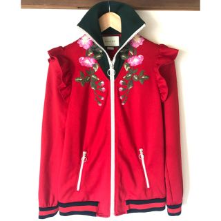 グッチ(Gucci)の美品　GUCCI グッチ ブルゾン ジャージ M レッド 花 フラワー　ミケーレ(トレーナー/スウェット)