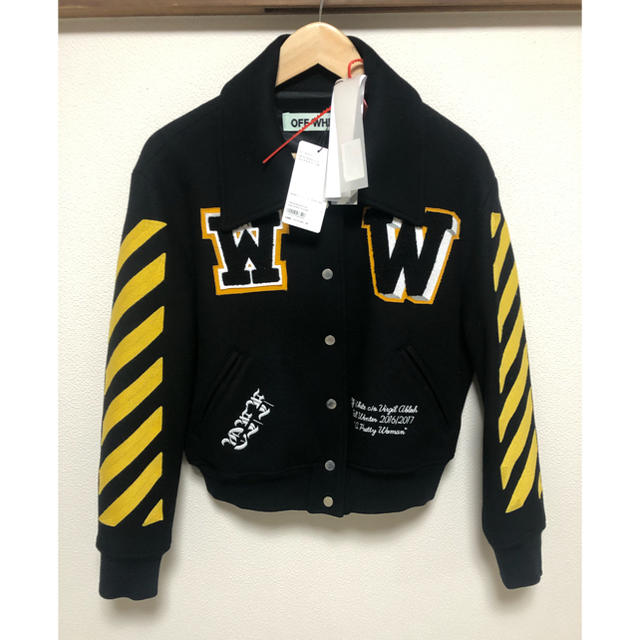 未使用　オフホワイト OFF-WHITE ボンバージャケット スタジャン