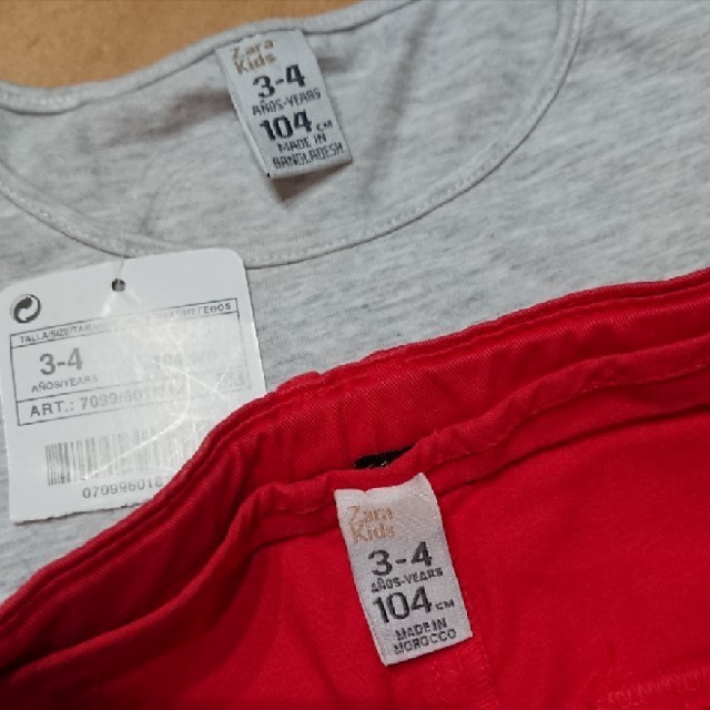 ZARA KIDS(ザラキッズ)の新品ZARAザラ半袖Tシャツパンツ110女のコ上下セット キッズ/ベビー/マタニティのキッズ服女の子用(90cm~)(Tシャツ/カットソー)の商品写真