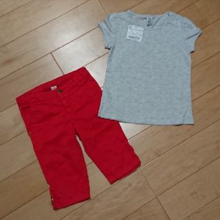 ザラキッズ(ZARA KIDS)の新品ZARAザラ半袖Tシャツパンツ110女のコ上下セット(Tシャツ/カットソー)