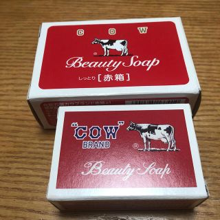 カウブランド(COW)の赤箱のミニ石鹸&洗顔ネットセット(ボディソープ/石鹸)