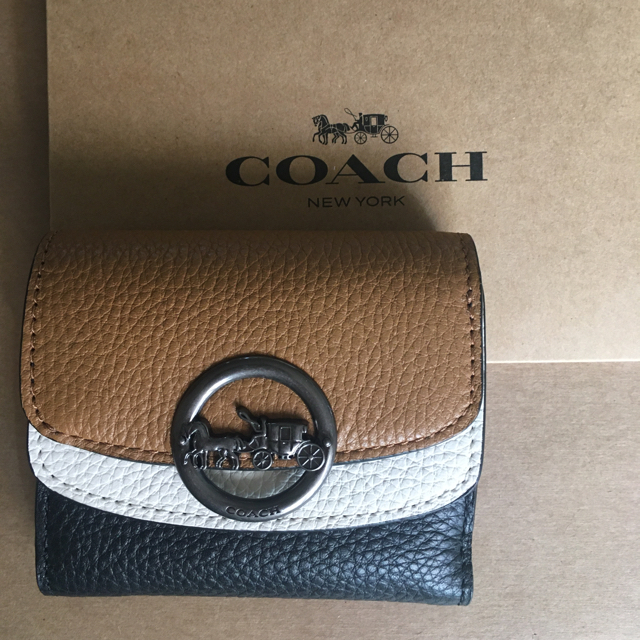 COACH  コーチ 二つ折財布 馬車 シグネチャー ブラウン ブラック