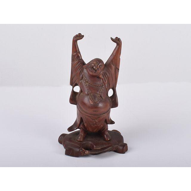 中国 唐木紅木彫刻 布袋像 万歳布袋 置物 C R2573 彫刻+オブジェ
