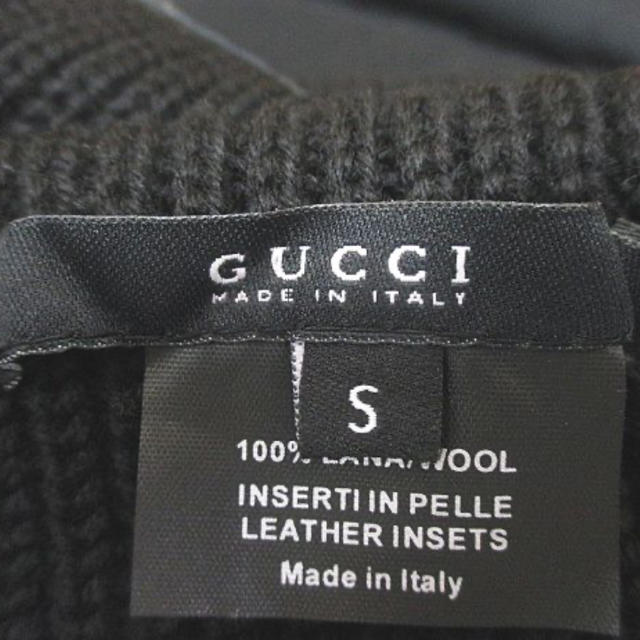 Gucci(グッチ)の【新品に近い】グッチGUCCI ジップアップ ウールニット カーディガン レザー メンズのトップス(ニット/セーター)の商品写真