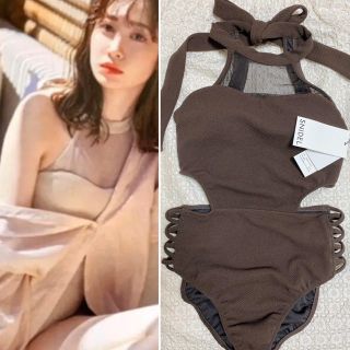 新品タグ付 SNIDEL ホルターネックスウィムワンピース 小嶋陽菜着-