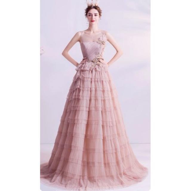 高品質！  イブニングドレス    ピンク   ロング    可愛い   エレガロングドレス