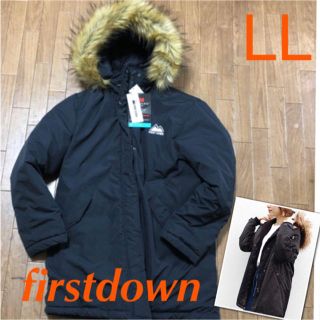 【冬物最終SALE‼️FIRSTDOWN ダウン モッズコート ブルゾン黒 LL(モッズコート)