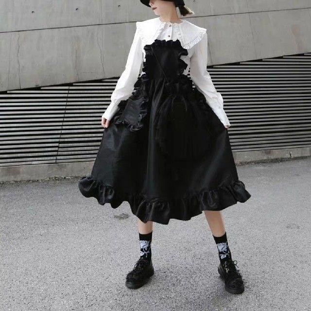 FRILLED JUMPER SKIRT. レディースのワンピース(ひざ丈ワンピース)の商品写真