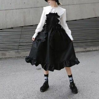 FRILLED JUMPER SKIRT.(ひざ丈ワンピース)