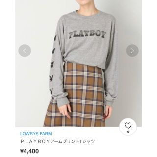 ローリーズファーム(LOWRYS FARM)の新品！LOWRYS FARM ＰＬＡＹＢＯＹアームプリントTシャツ ¥4,400(Tシャツ(長袖/七分))