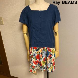 レイビームス(Ray BEAMS)の【Ray BEAMS】レイビームス　インド綿　花柄スカート ドッキングワンピース(ひざ丈ワンピース)