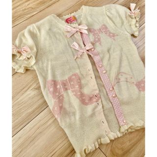 アンジェリックプリティー(Angelic Pretty)の[難アリ]AngelicPrettyドットリボン柄カーディガン(カーディガン)