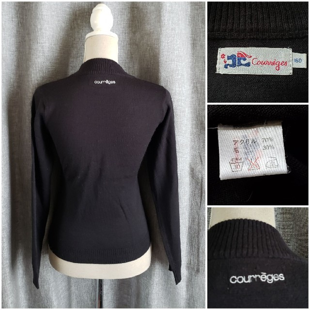 Courreges(クレージュ)の大変美品　courreges　シンプルな黒いニットセーター　ロゴ入り レディースのトップス(ニット/セーター)の商品写真