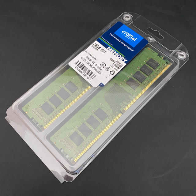 Crucial PC4-25600 メモリ 32GB（16GB×2枚)PCパーツ