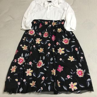 ザラ(ZARA)のザラ花柄刺繍チュールスカート (ブラウスは別売り)(ロングスカート)