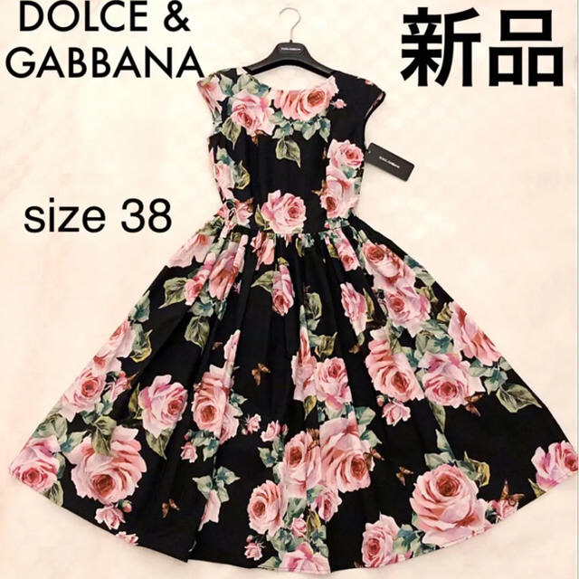 DOLCE&GABBANA(ドルチェアンドガッバーナ)の【最終大幅お値下げ★新品！】DOLCE&GABBANAドルガバ  ローズ柄　38 レディースのワンピース(ひざ丈ワンピース)の商品写真