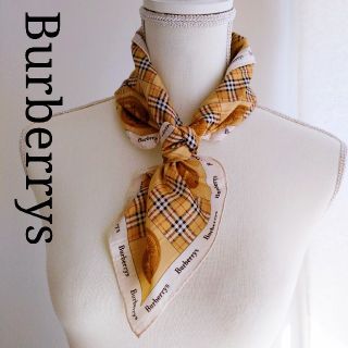 バーバリー(BURBERRY)のレア　Burberrys　コットン　スカーフ　大判ハンカチ　ノバチェック　レトロ(バンダナ/スカーフ)