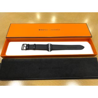 エルメス(Hermes)のApple Watch HERMES レザーストラップ　黒　44mm用(レザーベルト)