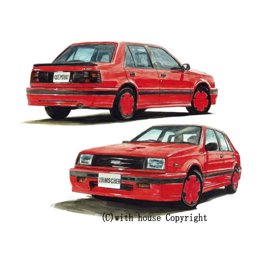 ISUZU(イスゞ)のNC-438ジェミニ イルムシャー限定版画 直筆サイン額装●作家 平右ヱ門 自動車/バイクの自動車(カタログ/マニュアル)の商品写真