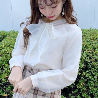 ザラ(ZARA)のZARA アプレジュール　オーガンジーボウタイブラウス(シャツ/ブラウス(長袖/七分))