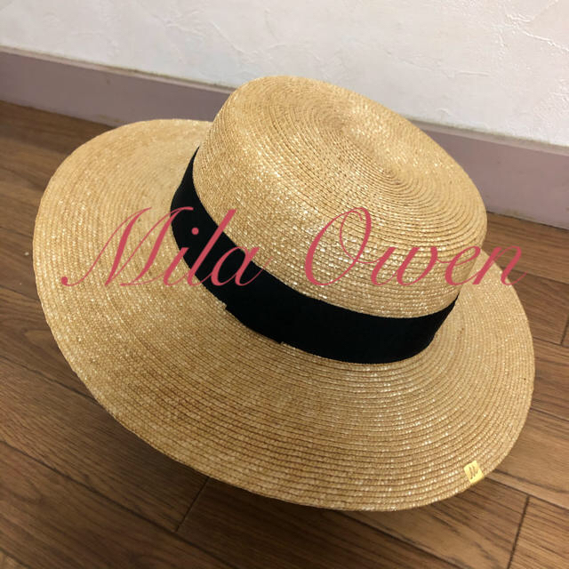 Mila Owen(ミラオーウェン)のカンカン帽　麦わら帽子 レディースの帽子(麦わら帽子/ストローハット)の商品写真