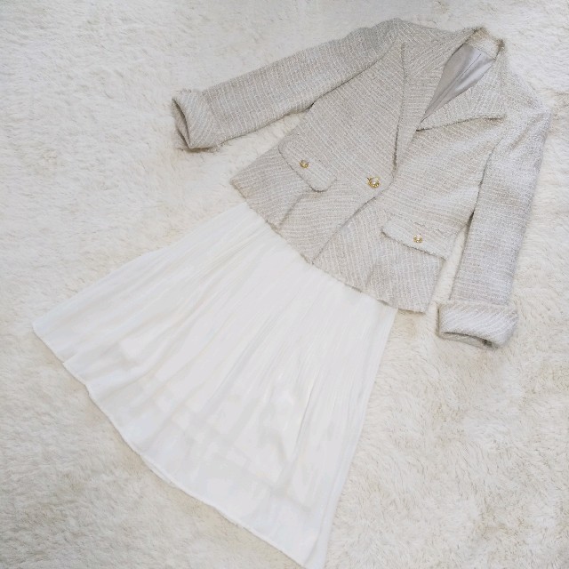 ELLE(エル)の【M～L】ママスーツに✨セットアップコーデ❤️ジャケット&シフォンスカート レディースのフォーマル/ドレス(スーツ)の商品写真