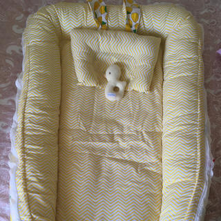 ベビー ベッド インベッド 赤ちゃん 添い寝ベッド　枕付き　転落防止　コットン(ベビーベッド)