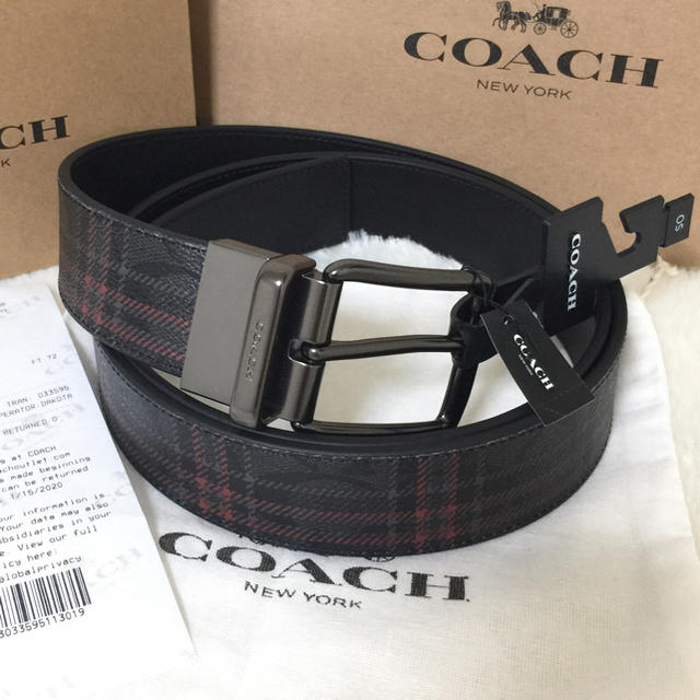 COACH(コーチ)の新品 タグ付 コーチ リバーシブル ベルト シグネチャー ガンメタル  メンズのファッション小物(ベルト)の商品写真