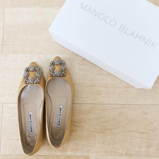 マノロブラニク(MANOLO BLAHNIK)のロンハーマン マノロブラニク ハンギシ フラット シルクサテン サイズ 36(ハイヒール/パンプス)