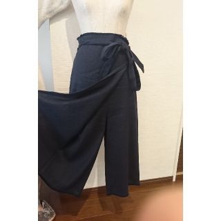 ダブルスタンダードクロージング(DOUBLE STANDARD CLOTHING)の★美品 ダブルスタンダード フレアスカート スカンツ ネイビー(ロングスカート)