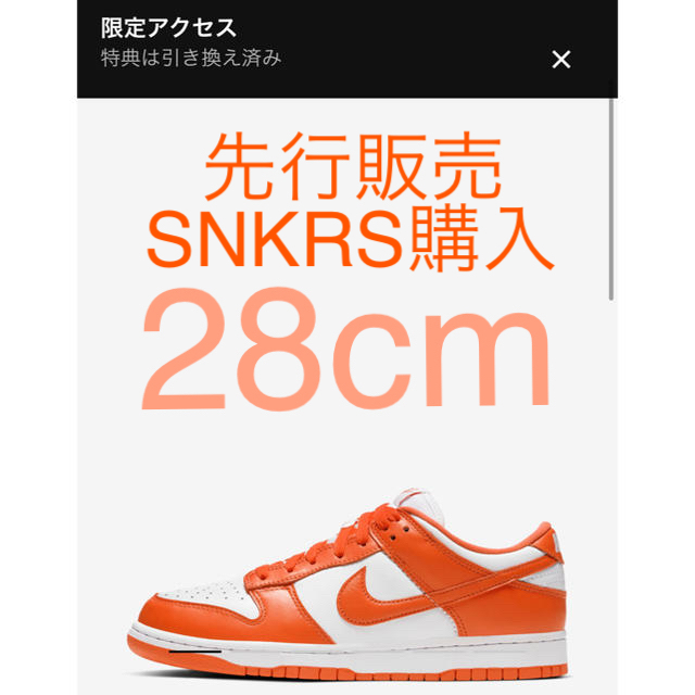 28状態NIKE DUNK LOW snkrs購入　新品未使用 28cm