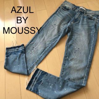 アズールバイマウジー(AZUL by moussy)の美品　W29 AZUL BY MOUSSY ペンキ　ダメージ　デニム　ジーンズ(デニム/ジーンズ)