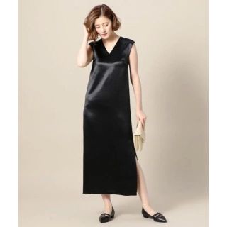 ビューティアンドユースユナイテッドアローズ(BEAUTY&YOUTH UNITED ARROWS)のBY DRESS サテン マキシドレス ブラック 結婚式 ワンピース(その他ドレス)