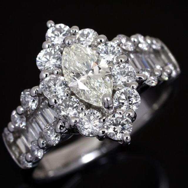PT900ダイヤモンド2ctリング マーキスカット 4月誕生石 DT083 レディースのアクセサリー(リング(指輪))の商品写真