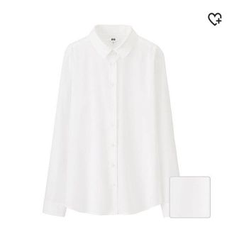 ユニクロ(UNIQLO)のUNIQLO(ユニクロ)レーヨンエアリーブラウス(長袖)ホワイト M 白 美品♡(シャツ/ブラウス(長袖/七分))