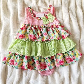 ザラキッズ(ZARA KIDS)の12M 70 80 花柄フリル(ロンパース)