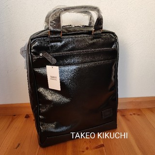 タケオキクチ(TAKEO KIKUCHI)のタケオキクチ 黒 皮革の防水加工、リュック型 2wayビジネスバッグ(ビジネスバッグ)