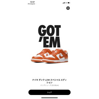 ナイキ(NIKE)のNIKE ダンクlow orange blaze 27.0(スニーカー)