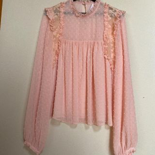 ザラ(ZARA)のZARA ザラ　ピンクドットシフォンブラウス　(シャツ/ブラウス(長袖/七分))