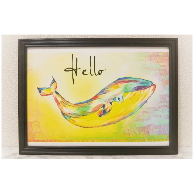 【虹色クジラ】A4サイズ オリジナルアートポスター ハンドメイドのインテリア/家具(アート/写真)の商品写真