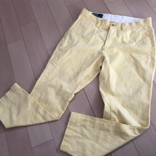 ポロラルフローレン(POLO RALPH LAUREN)の美品M★ポロバイラルフローレン　薄黄色　slimfit チノパン　パンツ　ゴルフ(チノパン)