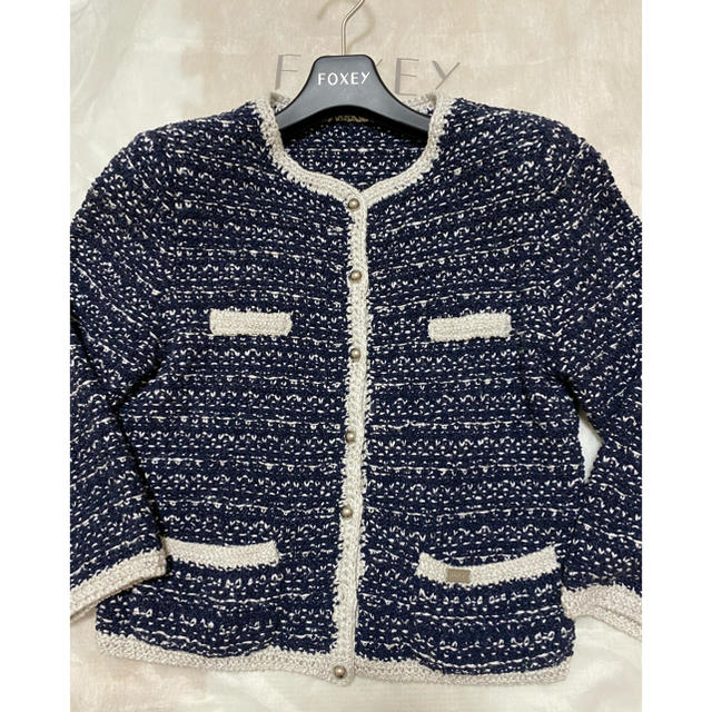 FOXEY(フォクシー)のあかり様専用⭐︎FOXEY⭐︎サマーニットジャケット38 レディースのジャケット/アウター(ノーカラージャケット)の商品写真