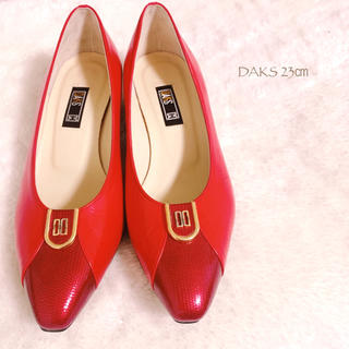 ダックス(DAKS)の【DAKS】赤レザーパンプス 36 23㎝ 美品 ヴィンテージ vintage(ハイヒール/パンプス)