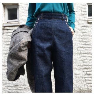 スピックアンドスパン(Spick & Span)の値下げ中。レッドカード　ハイウエスト　ワイドパンツ　レモネード　ワイドデニム(デニム/ジーンズ)