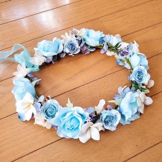 プルメリア花冠 花かんむり ウェディング 花嫁 前撮り 披露宴 ハワイ 夏婚(ヘッドドレス/ドレス)