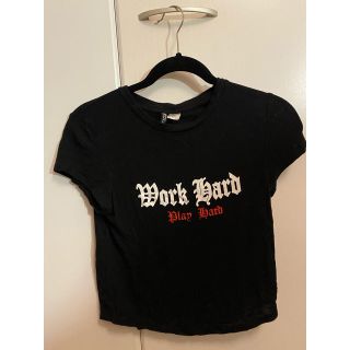 エイチアンドエム(H&M)のTシャツ　黒(Tシャツ(半袖/袖なし))