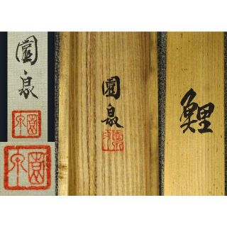 【真作】掛軸 大谷園泉『遊鯉』絹本 肉筆 共箱付 掛け軸 p062812